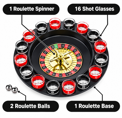 Roulette Shot Drinking Game – 16-Piece Shot Glass Set
