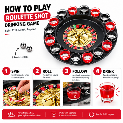 Roulette Shot Drinking Game – 16-Piece Shot Glass Set